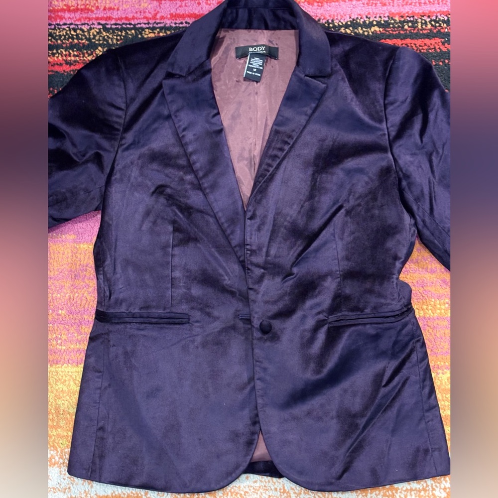 Vintage Body by Victoria Deep Purple Velvety Single-Button Blazer Size 12